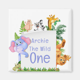 Wild One Jungle Safari Baby 1st Birthday Cute Baby Magnet