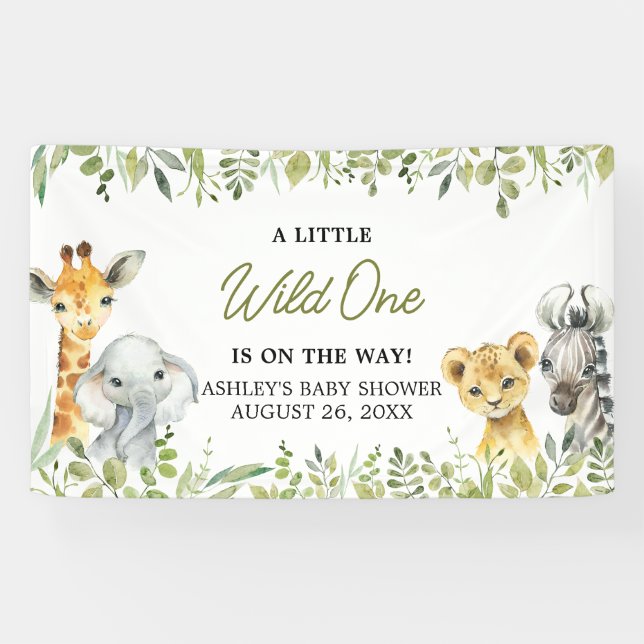 Wild One Jungle Safari Baby Shower  Banner (Horizontal)