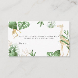  Wild One Jungle Safari Baby Shower Diaper Raffle Enclosure Card
