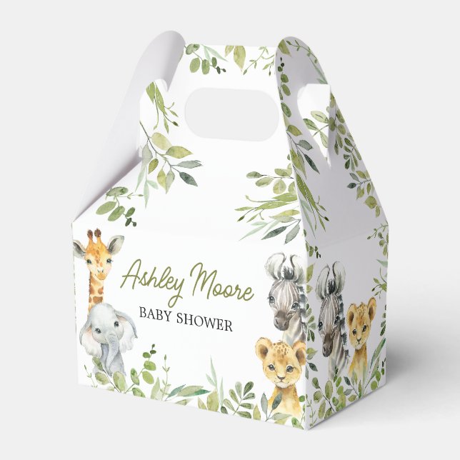 Wild One Jungle Safari Baby Shower  Favor Box (Front Side)