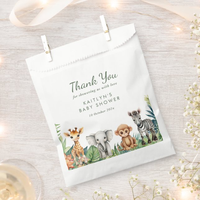 Wild One Jungle Safari Baby Shower Favour Bag (Clipped)