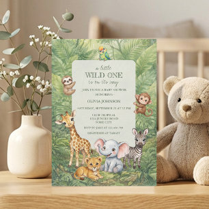 Wild One Jungle Safari Baby Shower Invitation