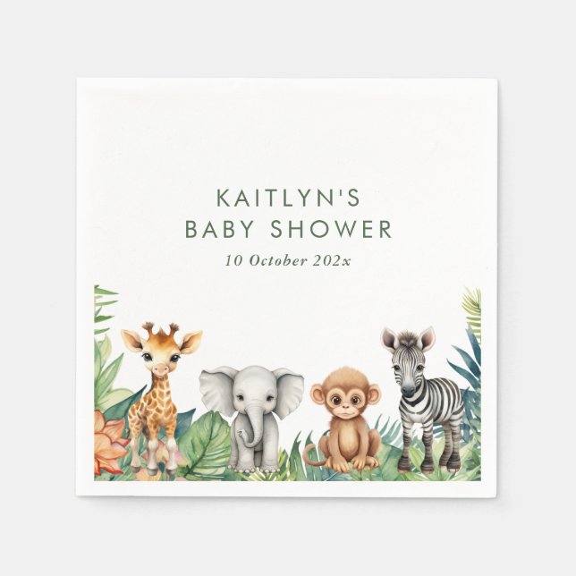 Wild One Jungle Safari Baby Shower Napkin (Front)