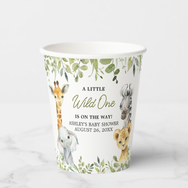 Wild One Jungle Safari Baby Shower  Paper Cups (Front)