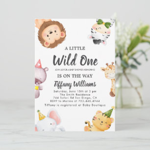 Wild One Jungle Safari Baby Shower Party Invitation