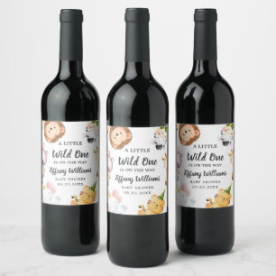 Wild One Jungle Safari Baby Shower Party Wine Label