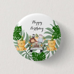 Wild One Jungle Safari Birthday 1 Inch Round Button
