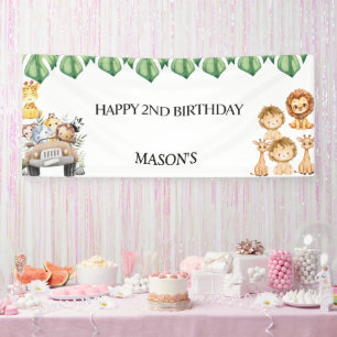 Wild One Jungle Safari Birthday for Boys Banner