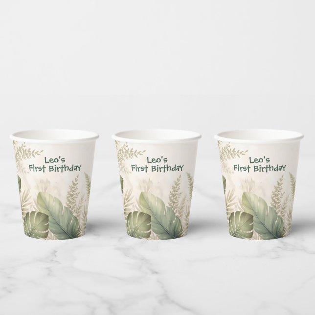 Wild One Jungle Safari Boy First Paper Plate Cups (Multi)