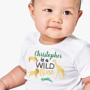 Wild One Jungle Safari Boys 1st Birthday Baby T-Shirt