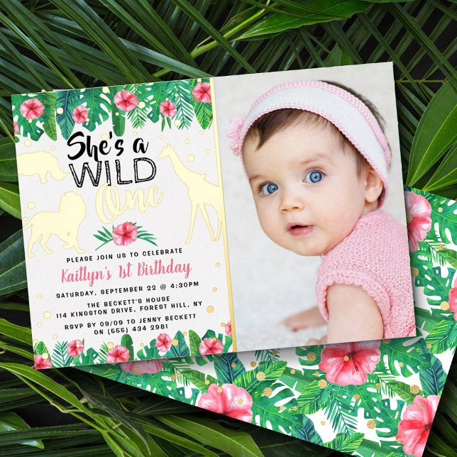 Wild One Jungle Safari Girls 1st Birthday Photo (Creator Uploaded)