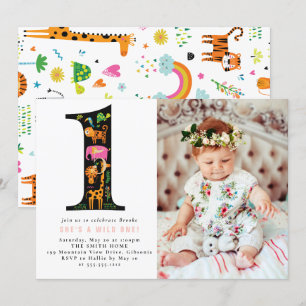 Wild One Jungle Safari Invitation d'anniversaire