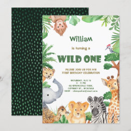 Wild One Jungle Safari Invitation d'anniversaire