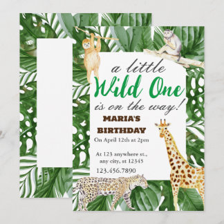 Wild One Jungle Safari Kids Birthday Party Gifts Invitation