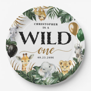 Wild One Jungle Safari Themed 1st Birthday Paper P Plate