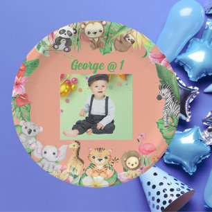 Wild One Jungle Safari Themed 1st Birthday Party Paper Plate