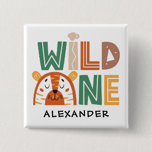 Wild One Jungle Theme 1st Birthday 2 Inch Square Button