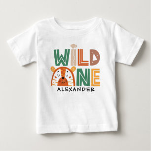 Wild One Jungle Theme 1st Birthday Baby T-Shirt