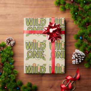 Wild One Jungle Theme Birthday Design Wrapping Paper