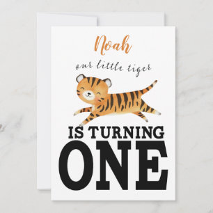 Wild One Jungle Tiger 1st Birthday Invitation