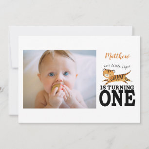 Wild One Jungle Tiger Photo 1st Birthday Invitation