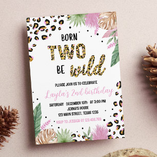 Wild One Leopard Safari 2st Birthday Invitation