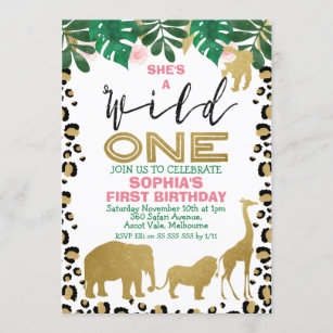 Wild One Leopard Skin First Birthday Invitation