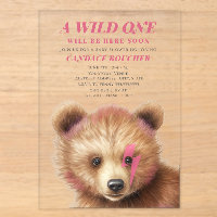 Wild One Lightning Bolt Cub Pink Baby Shower 