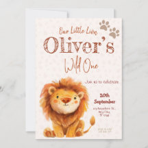 Wild One Lion 1er Anniversaire Fête Invitation