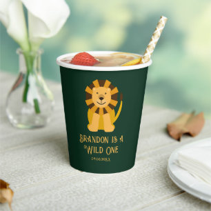 Wild One Lion Birthday Party Jungle Safari  Paper Cups