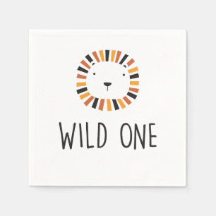 Wild one Lion first birthday Napkins
