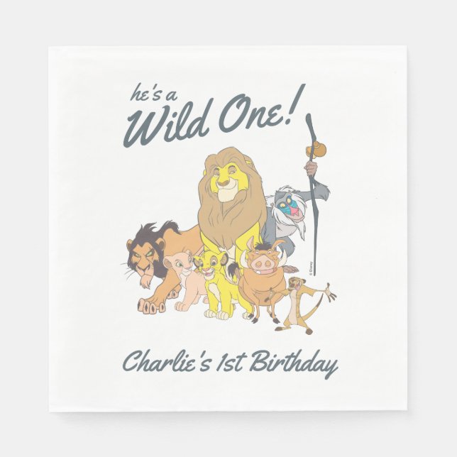 Wild One | Lion King First Birthday  Napkin (Front)