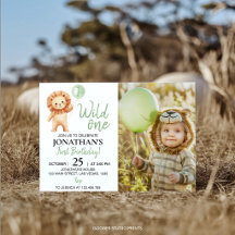 Wild One Lion Sage Green Balloon Birthday Photo