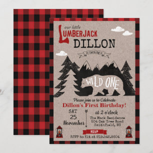 Wild One Lumberjack 1er anniversaire Invitation