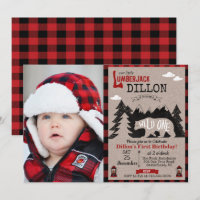 Wild One Lumberjack First 1st Birthday Invitation