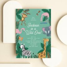 Wild One mite Party Invitation animale