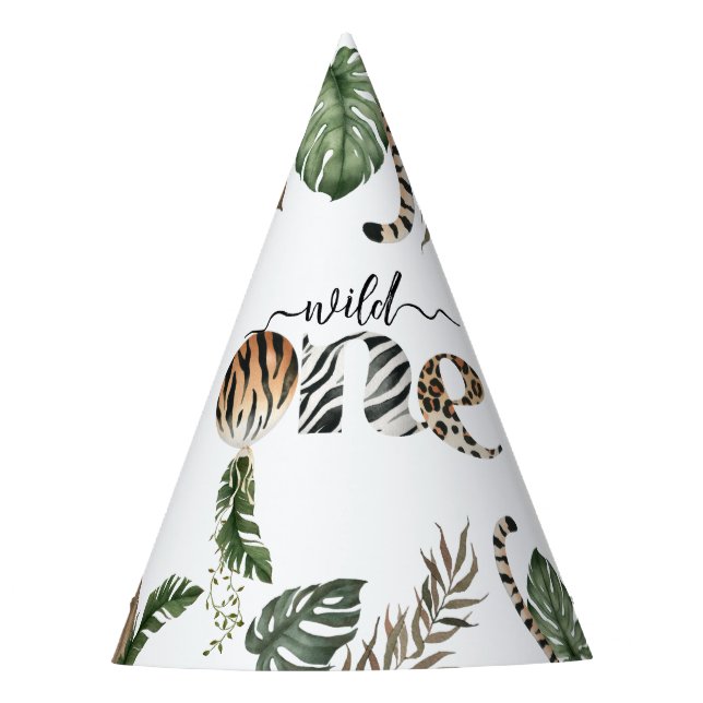 Wild One Modern Gender Neutral 1st Birthday  Party Hat (Front)