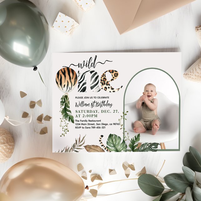 Wild One Modern Photo 1st Birthday Invitation (Creator Uploaded)