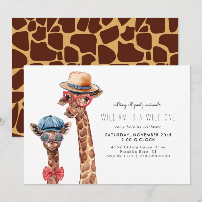 Wild One | Modern Simple Party Animal Invitation (Front/Back)