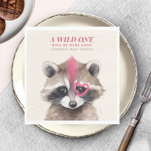 Wild One Mohawk Raccoon Baby Shower Napkin