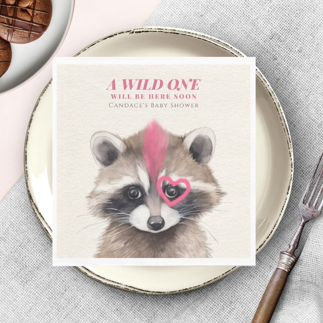 Wild One Mohawk Raccoon Baby Shower Napkin (Creator Uploaded)