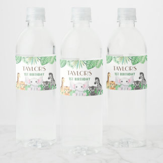 Wild One Neutral Celebration-  Safari Adventure! Water Bottle Label