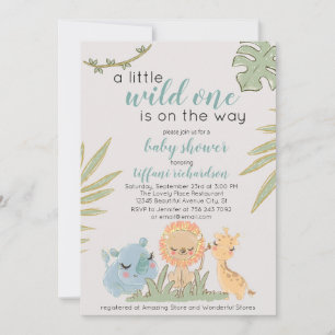 Wild One On The Way Safari Animals Baby Shower Invitation