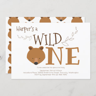 Wild One Ours Animal First Birthday Invitation
