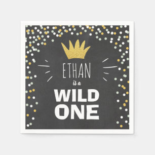 Wild one Paper Napkin Gold Crown First birthday
