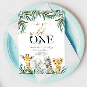 Wild One Party Animals Kids Birthday Invitation