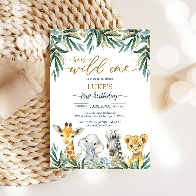 Wild One Party Animals Kids Birthday Invitation (Creator Uploaded)