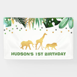 Wild One Party Banner Jungle Animals Party