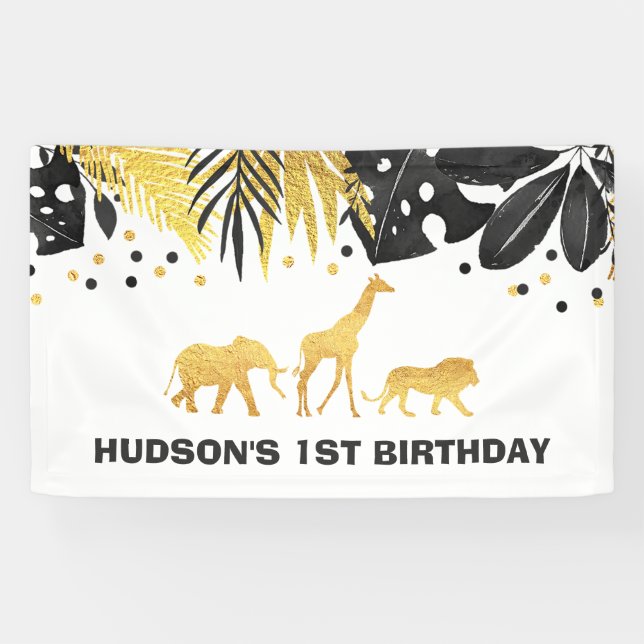 Wild One Party Banner Jungle Animals Party (Horizontal)