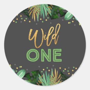 Wild One Party Favoriser Tag Sticker Jungle Animau